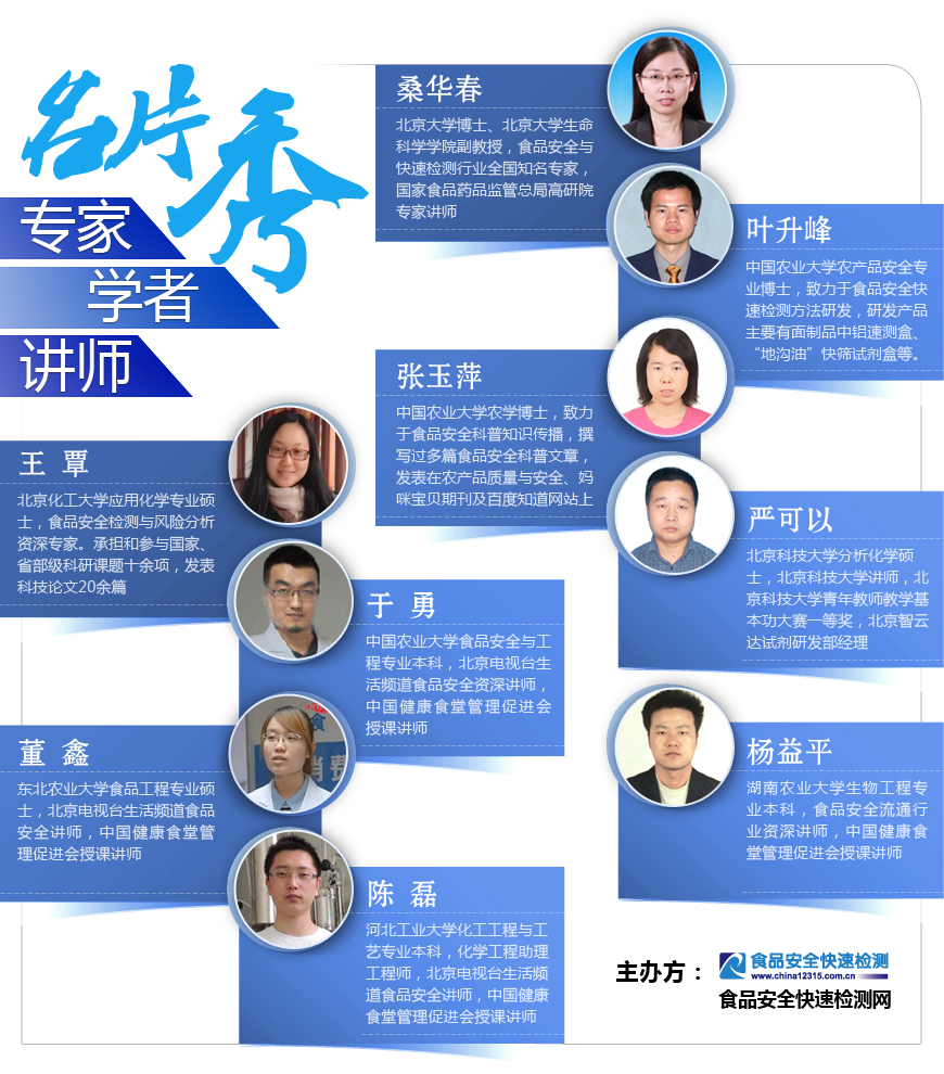 首屆《食品安全快速檢測培訓班》專家?學者?講師名片 首屆《食品安全快速檢測培訓班》專家?學者?講師名片